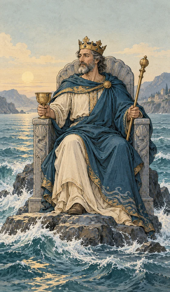 King of Cups — MystLume original, RWS-inspired illustration
