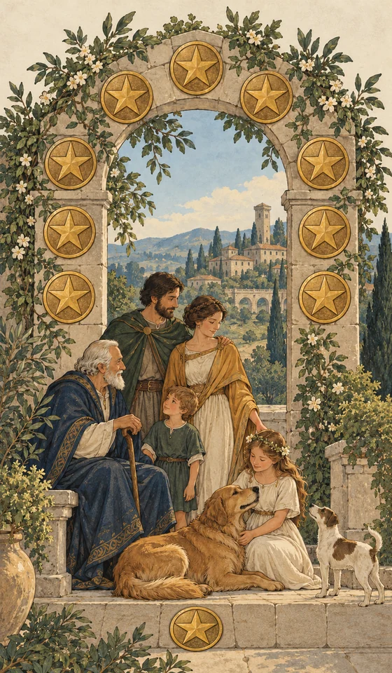 Ten of Pentacles — MystLume original, RWS-inspired illustration