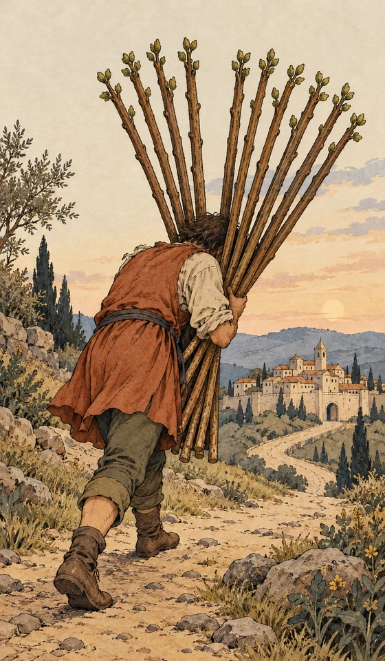 Ten of Wands — MystLume original, RWS-inspired illustration