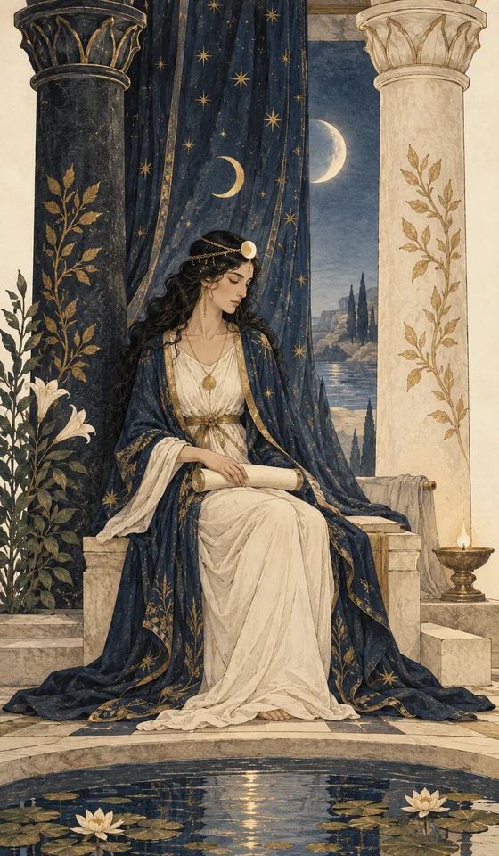 The High Priestess — MystLume original, RWS-inspired illustration