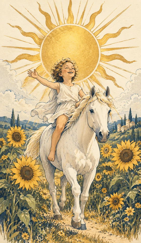 The Sun — MystLume original, RWS-inspired illustration