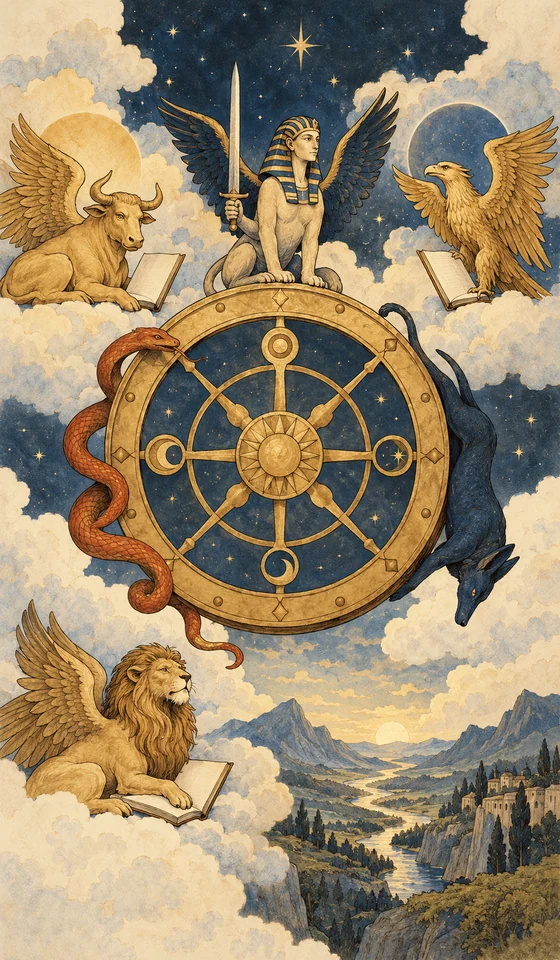 Wheel of Fortune — MystLume original, RWS-inspired illustration